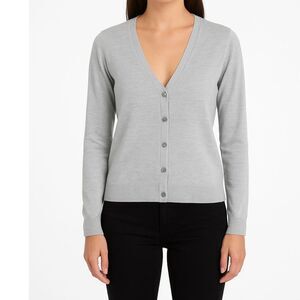 41 Hawthorne Women's Grey white Cardigan size S color block office preppy career